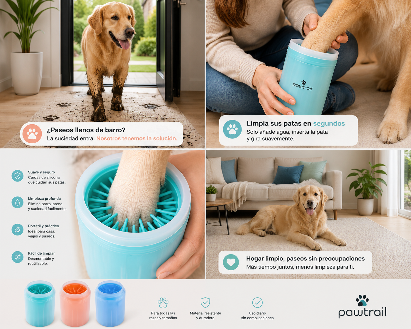 Limpiador de patas para perros